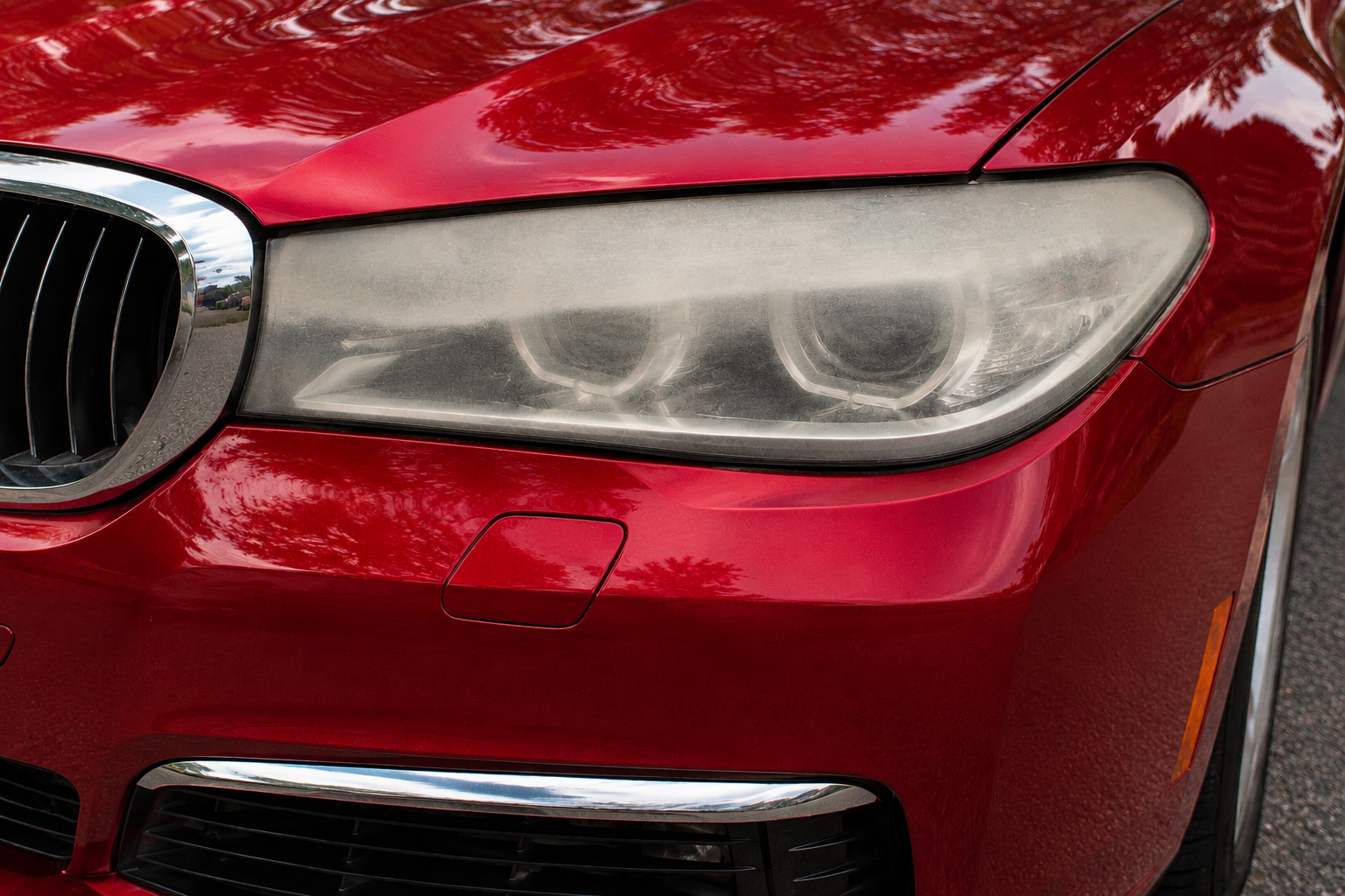 Before headlight restoration